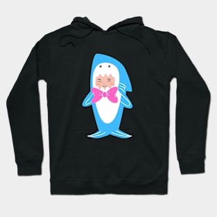 Pink Bow Tie On Blue Toddler Shark Hoodie